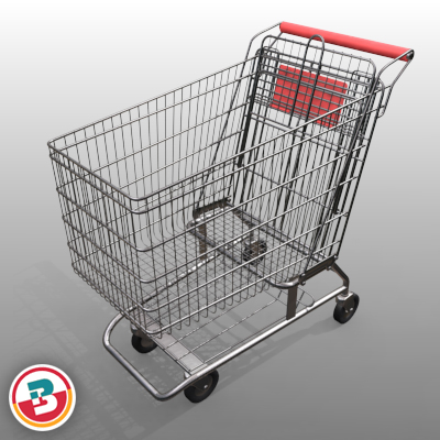 3D Model of Grocery Store Shopping Cart - 3D Render 10